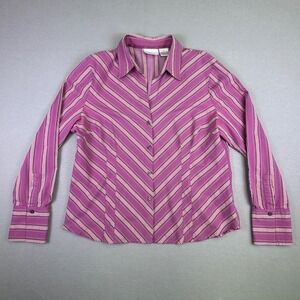 Worthington Women's Western Long Sleeve Button Up V-Neck Shirt County Size 16 XL